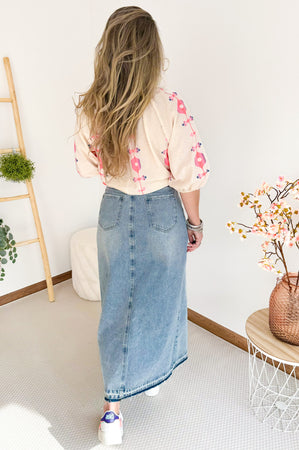 Millie Denim Skirt in Washed Blue