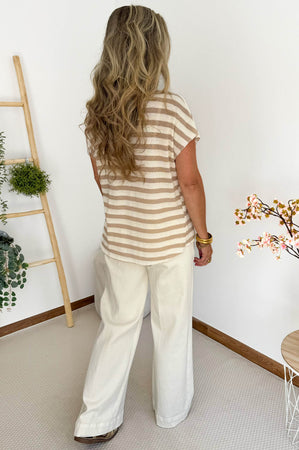 Sabrina Crochet Top in Off White & Beige