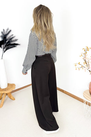 Melanie Blouse in White, Brown & Black