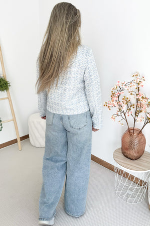 Alyssa Jacquard Jacket in Pastel Blue