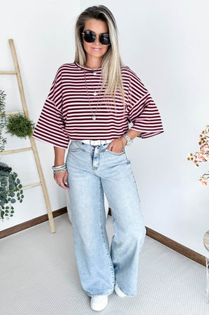 SALUT Striped Shirt in Burgundy & Pink