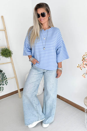 SALUT Striped Shirt in Lavender & Blue