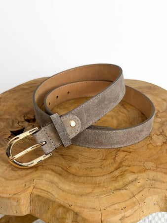 Ruby Leather Belt in Taupe