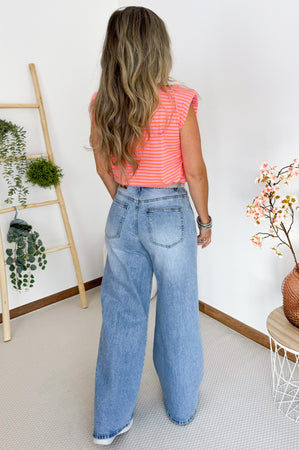 Liv Palazzo Jeans in Mid Blue