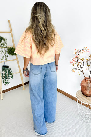 Liz Denim Striped Blouse in Yellow & Red
