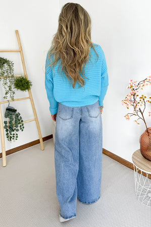 Mimi Knit in Aqua Blue