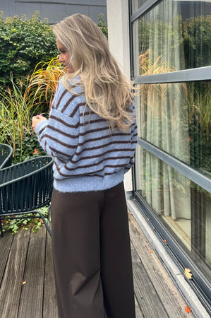 Ellie Striped Knit in Blue & Brown