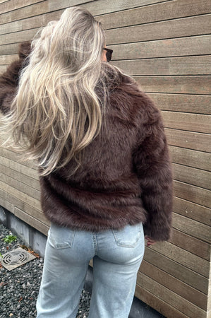 Jennie Faux-Fur Coat in Chocolate