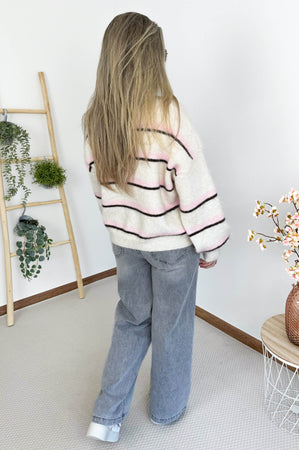 Lissa Striped Knit in Creme & Pink
