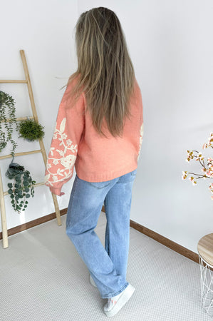 Sadie Broderie Knit in Peach