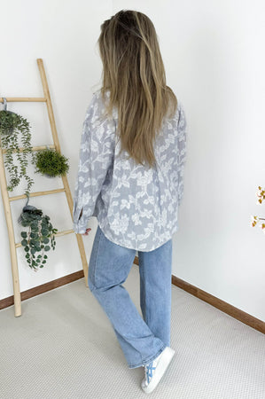 Justine Broderie Blouse in Blue & White