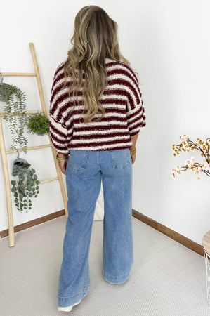 June Sweater in Bordeaux & Off White