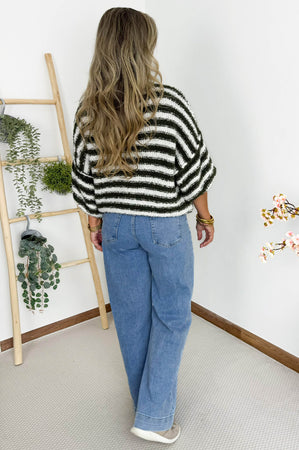 June Sweater in Khaki & Off White