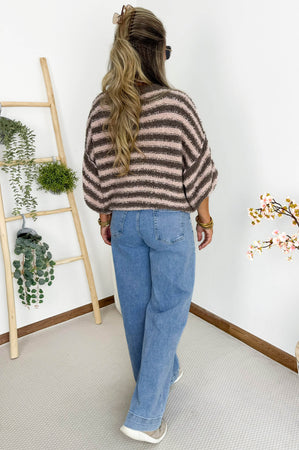 June Sweater in Taupe & Soft Pink