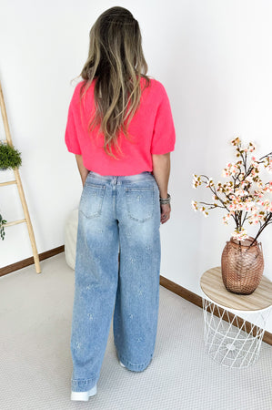 Bow Jeans in Mid blue