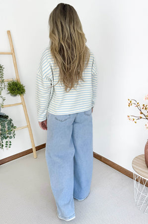 Livia Striped Longsleeve in Light Blue & White