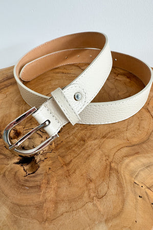 Mela Leather Belt in Off White