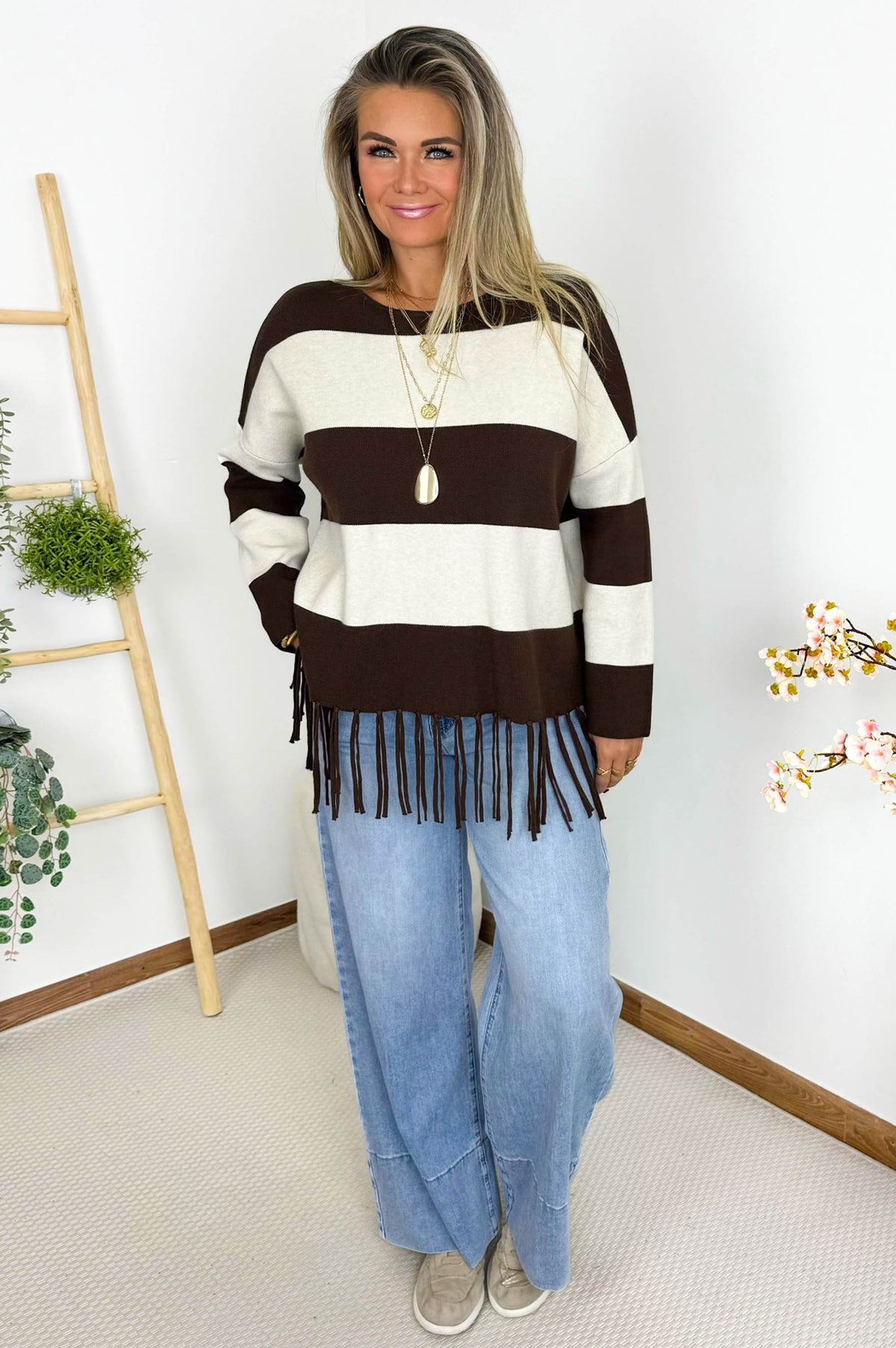 Brenda Sweater in Chocolate & Off White – foto 2