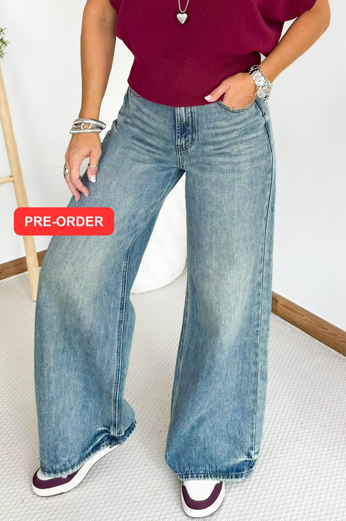 Dina Palazzo Jeans in Washed Blue – pre-order