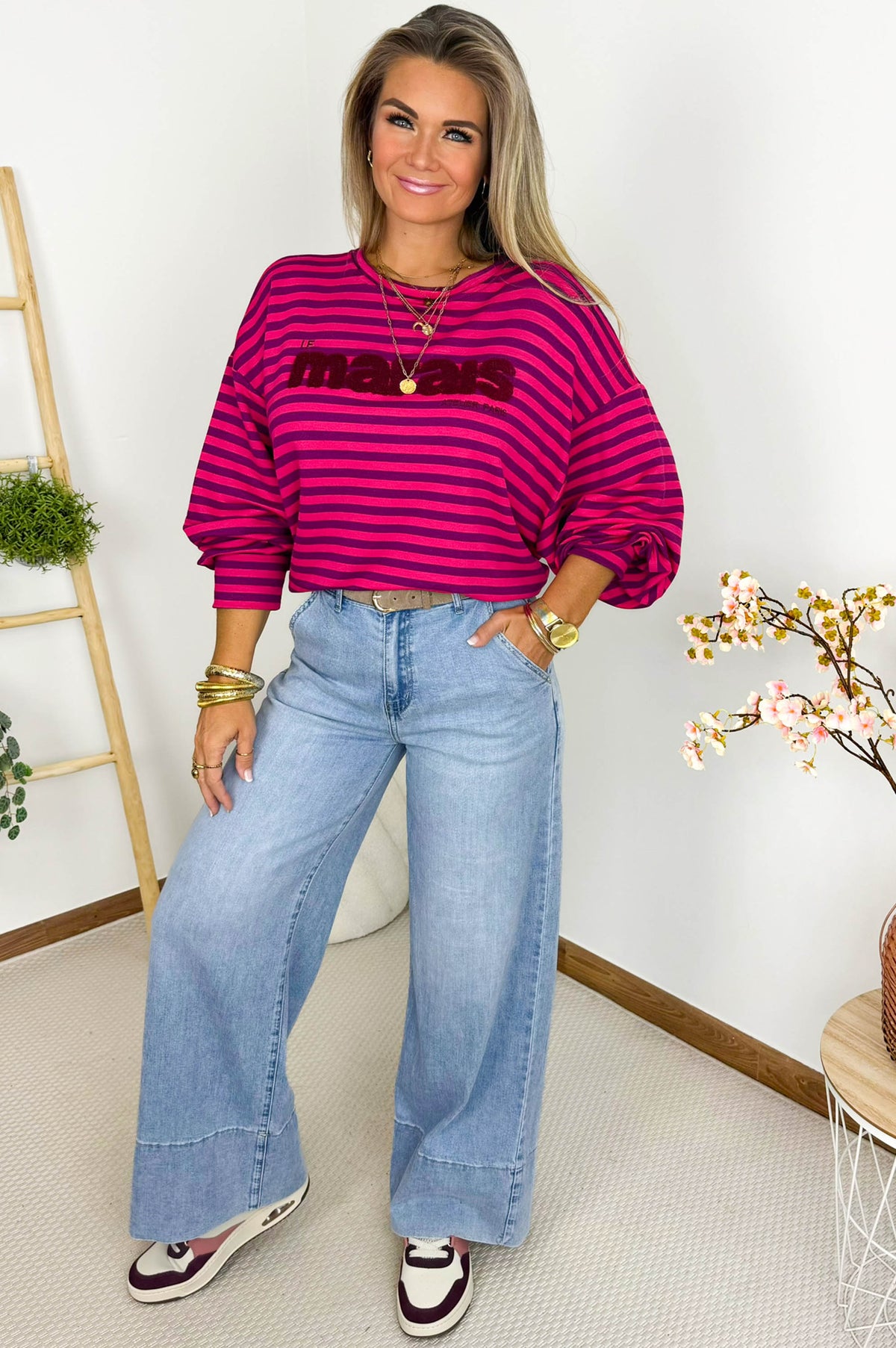 LE MARAIS Sweatshirt in Fuchsia & Purple – foto 3