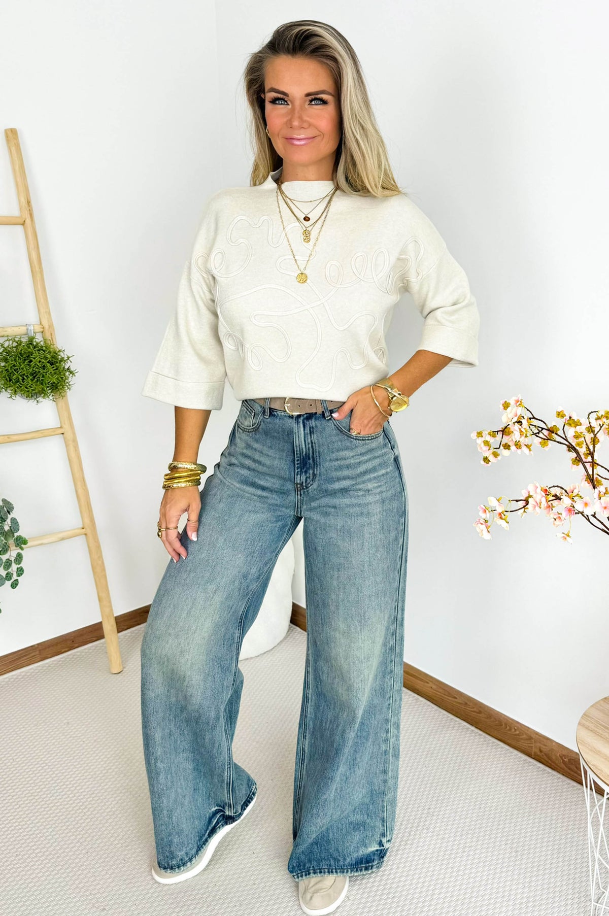 Carrie Cable Knit in Off White – foto 1
