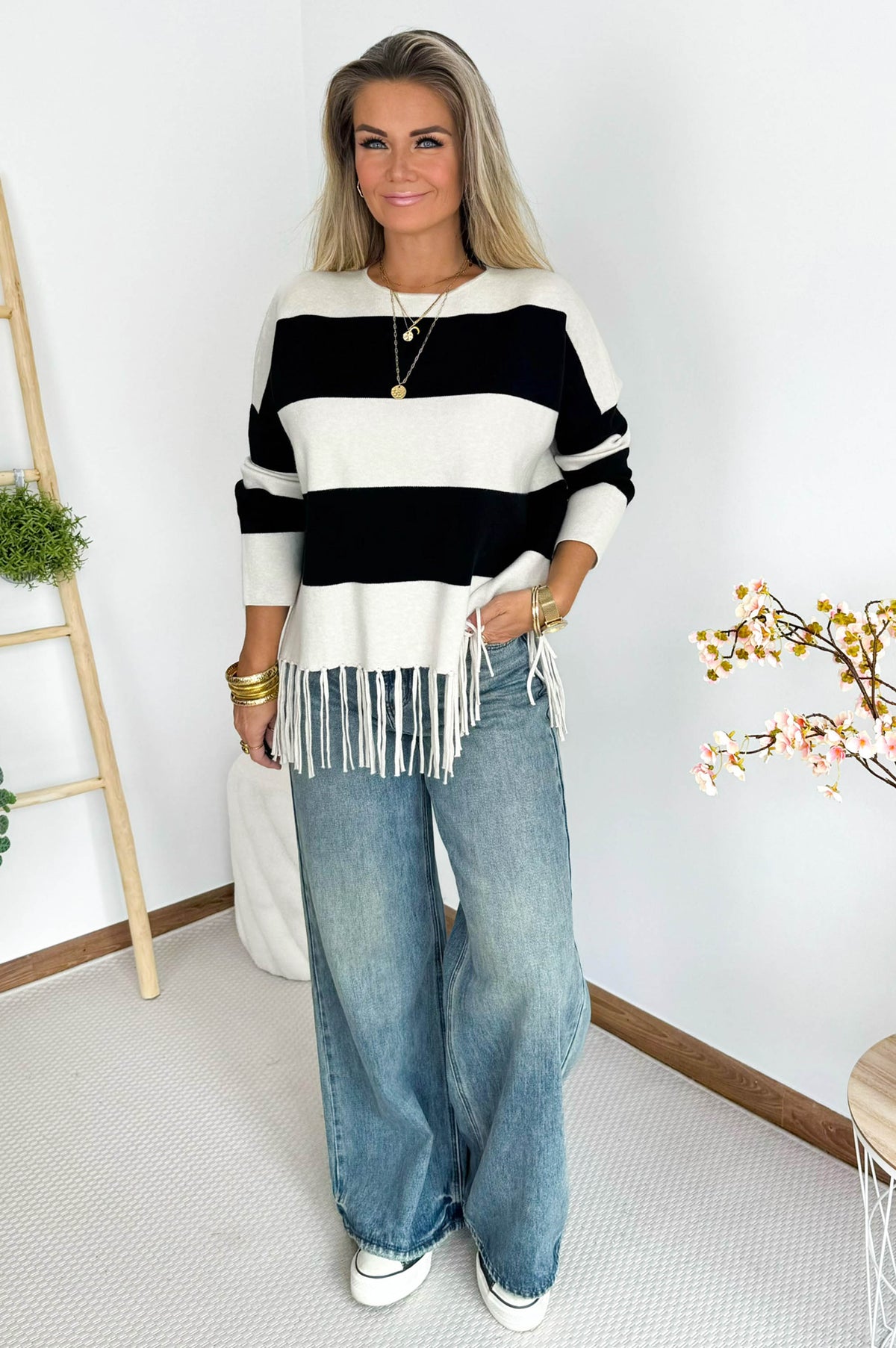 Brenda Sweater in Black & Off White – foto 1