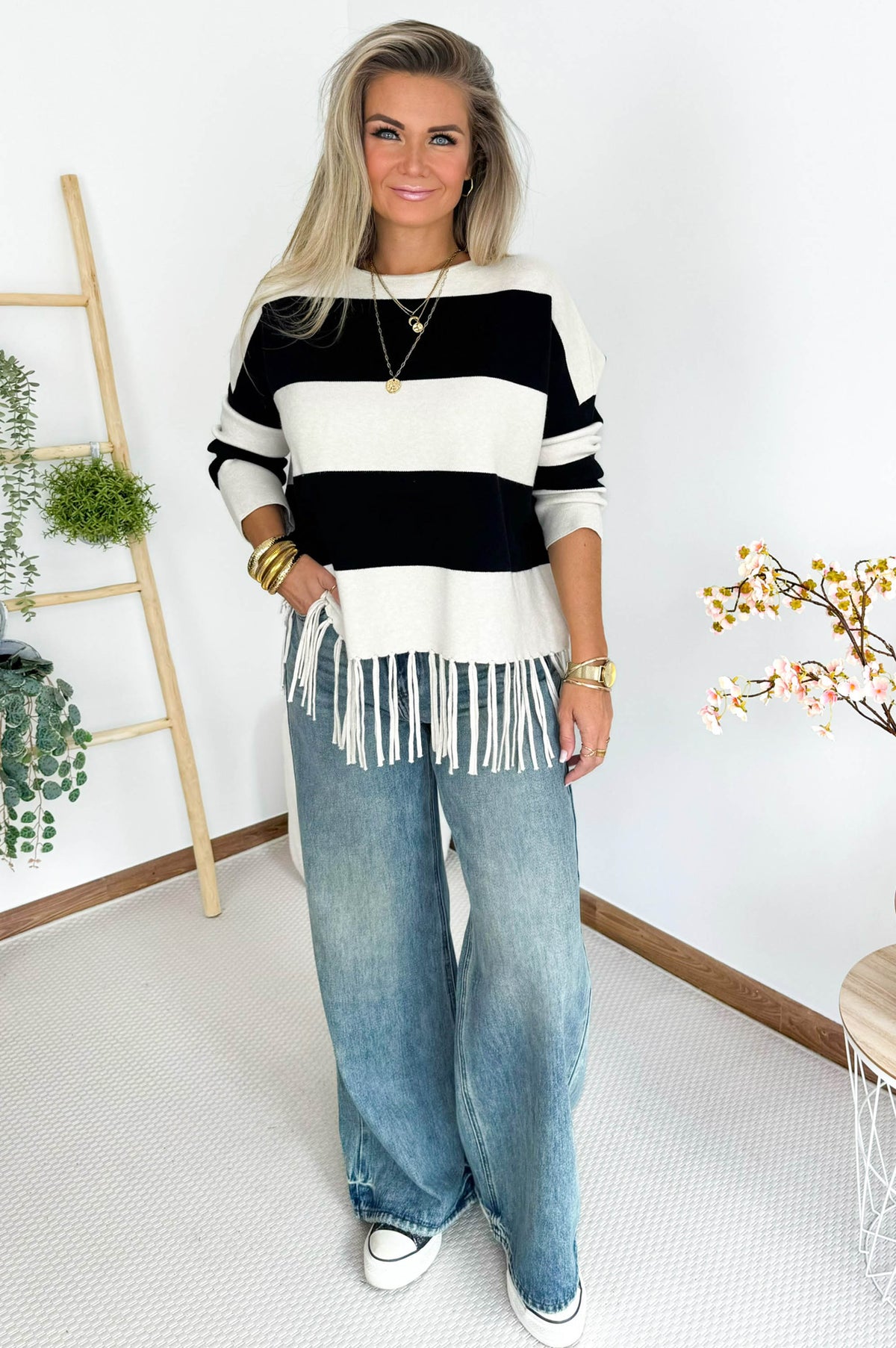 Brenda Sweater in Black & Off White – foto 3