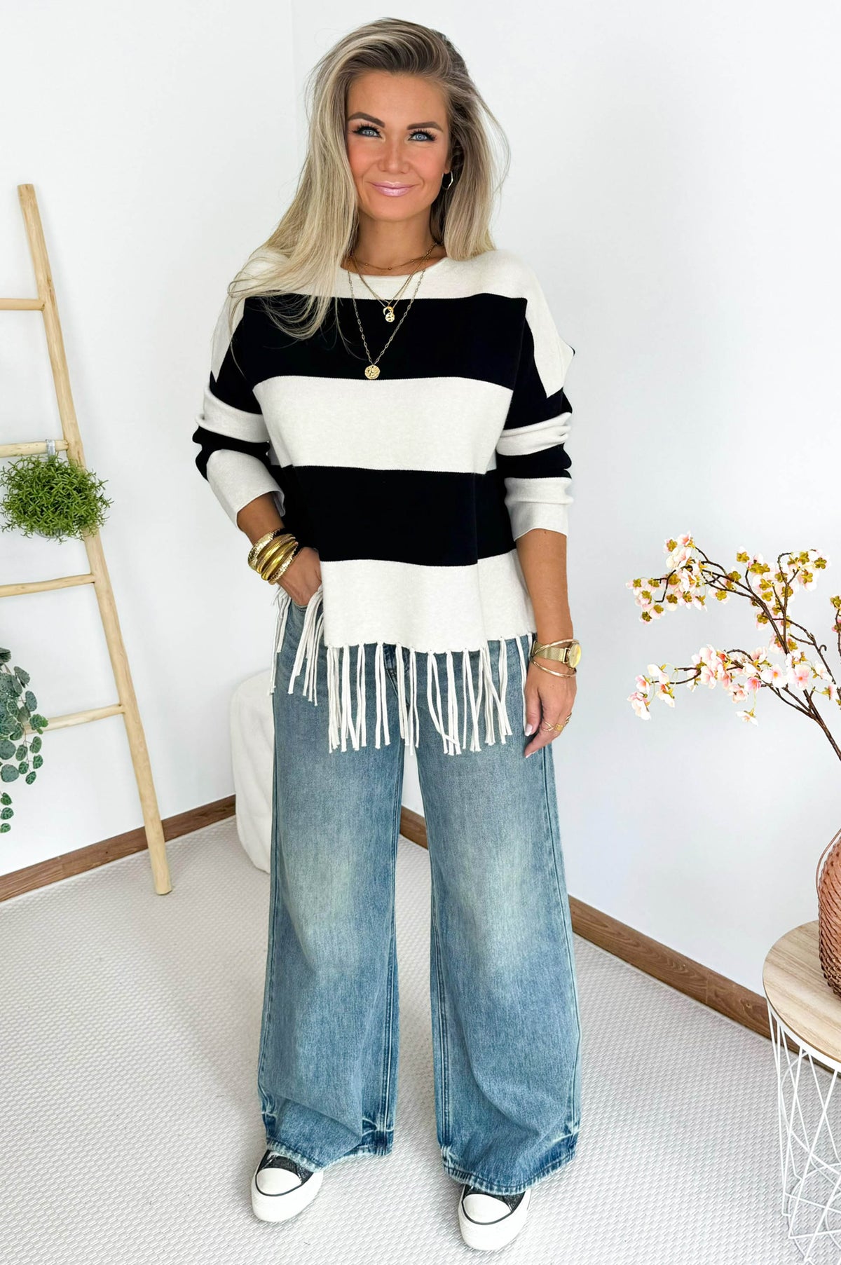 Brenda Sweater in Black & Off White – foto 4
