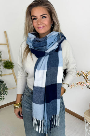 Feline Scarf in Checked Blue – foto 4