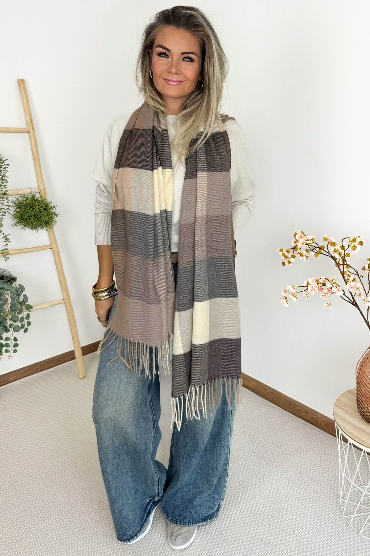 Feline Scarf in Checked Brown – foto 2
