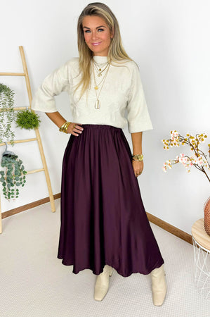Winny Satin Skirt in Burgundy – foto 4